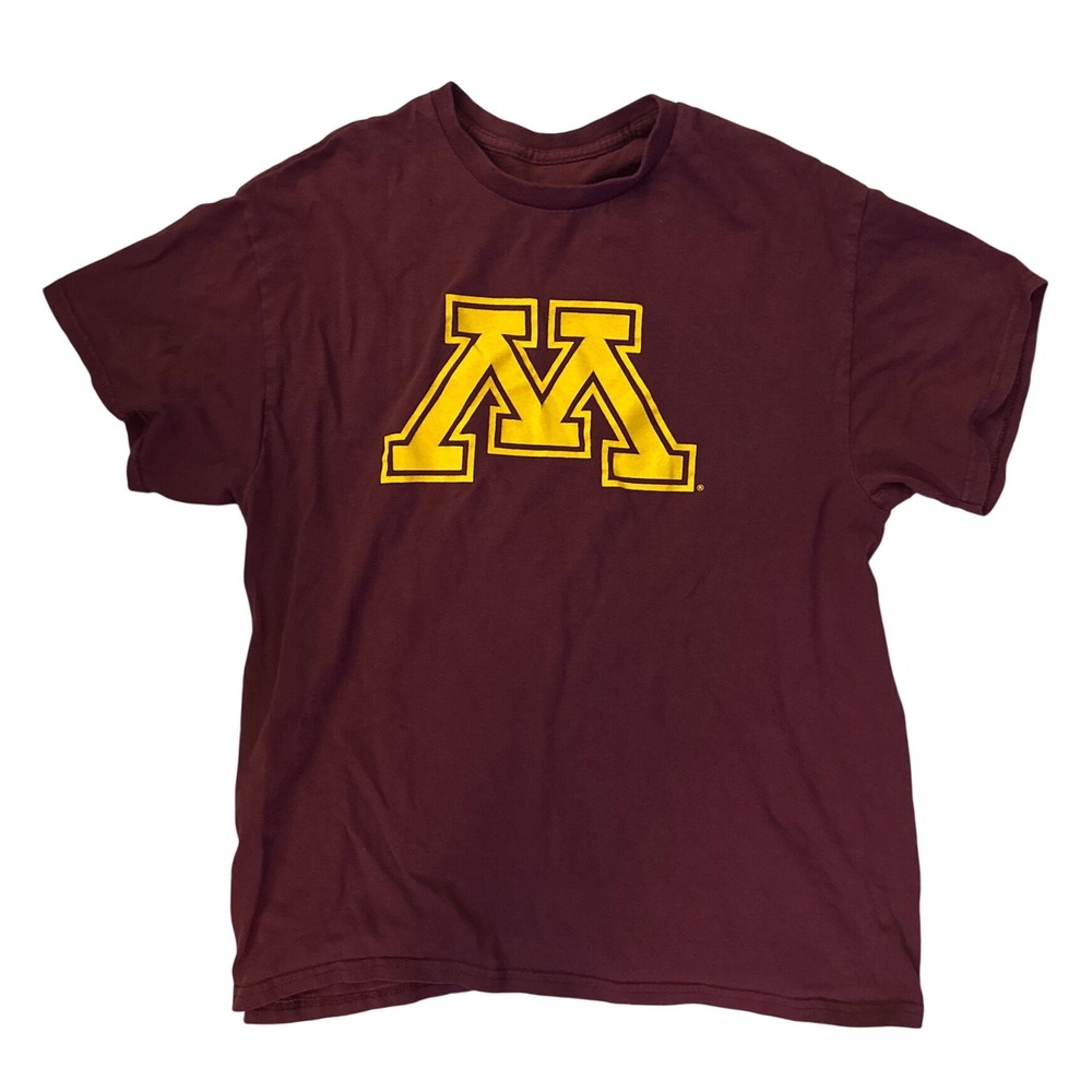 Minnesota Golden Gophers NCAA T-Shirt Maroon Gold Block M Logo Mens Large L